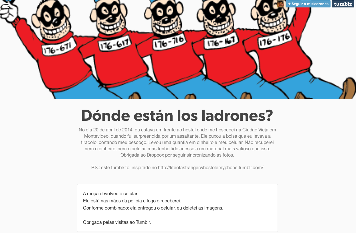 Captura de pantalla del Tumblr de "Dónde están los ladrones?"