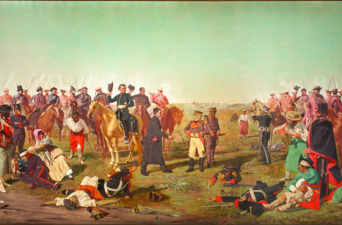 Pintura de Juan Manuel Blanes de la Batalla de las Piedras y la rendición del ejército español.