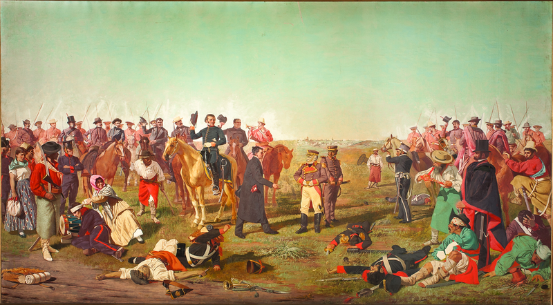 Pintura de Juan Manuel Blanes de la Batalla de las Piedras y la rendición del ejército español.